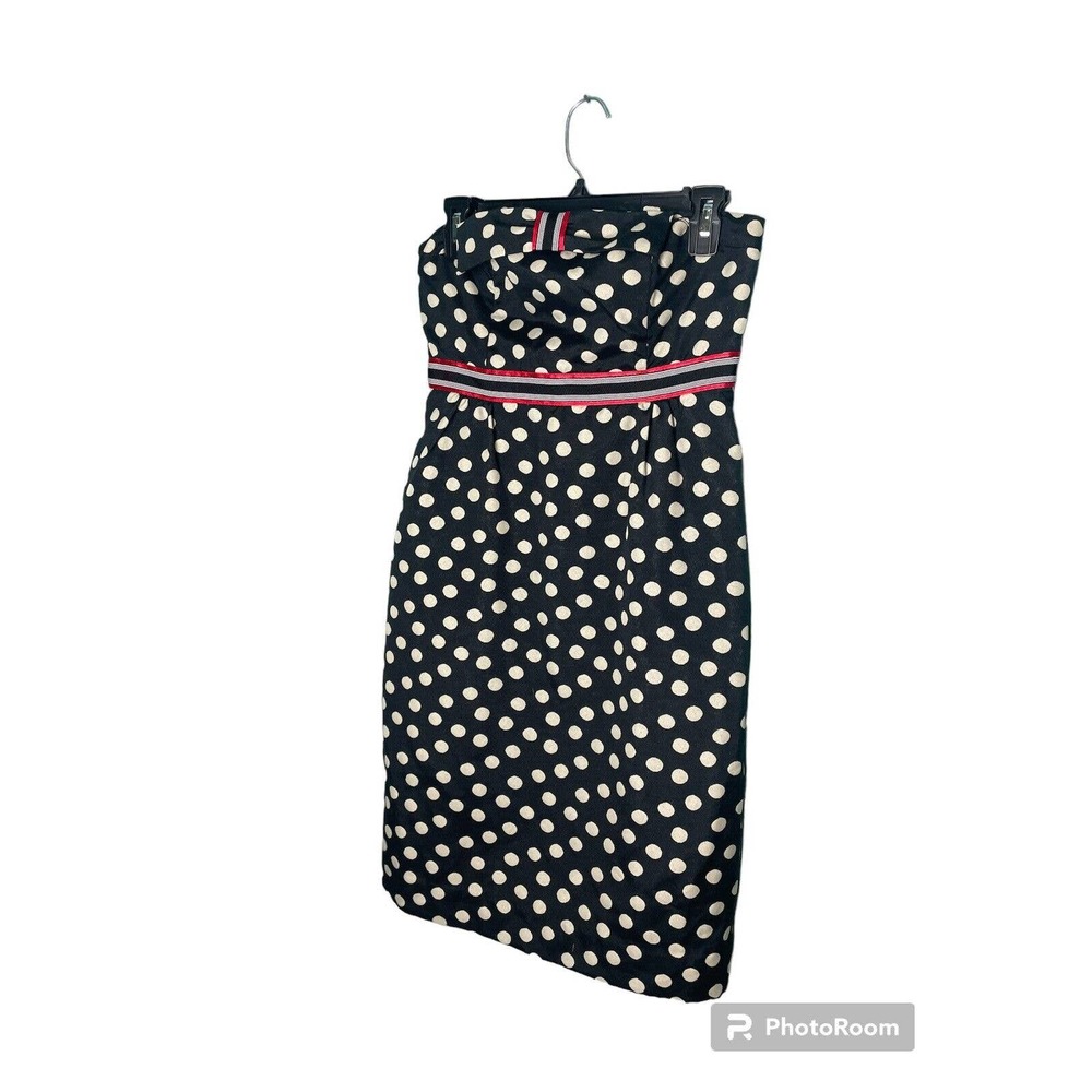 Maeve by Anthropologie Women's size Black White Polka Dot Wrap midi Dress SZ 4